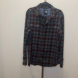 The North Face flannel long-sleeve Red Black White Grey Size Large